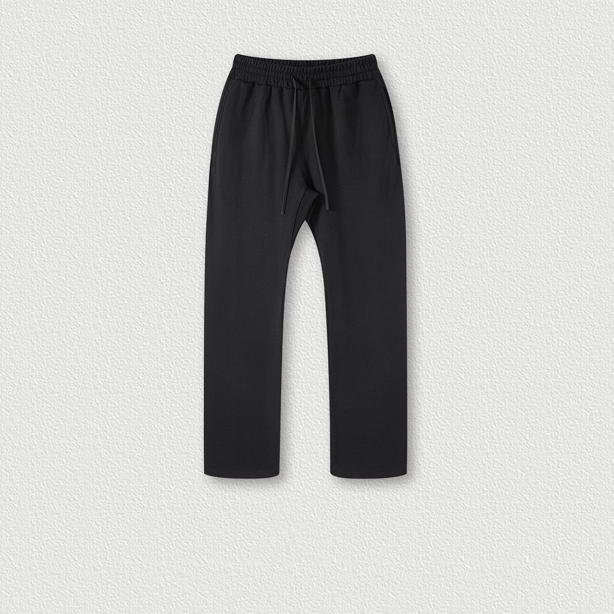 Solid straight-leg cotton pants